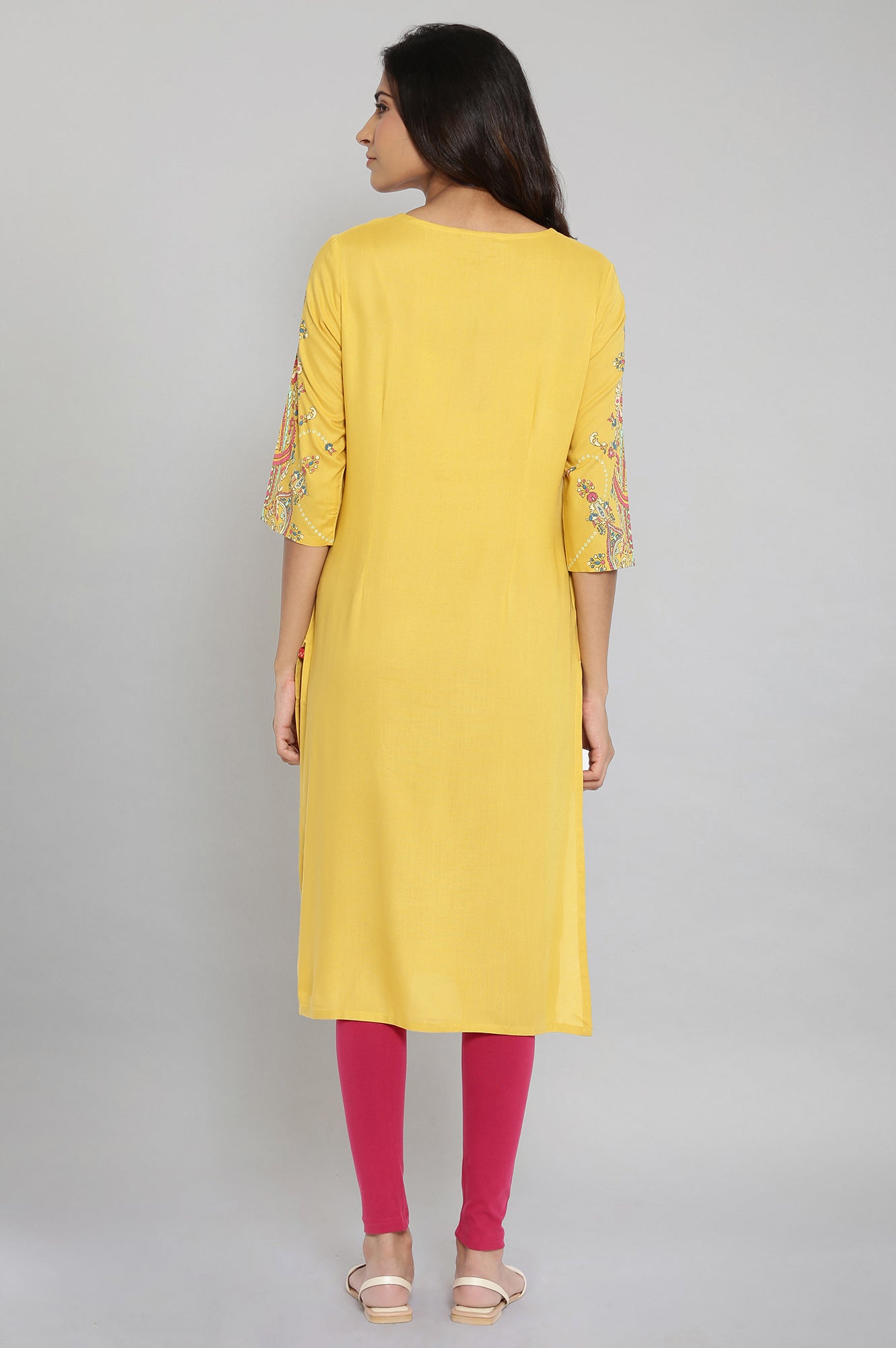 Dark Yellow Printed kurta