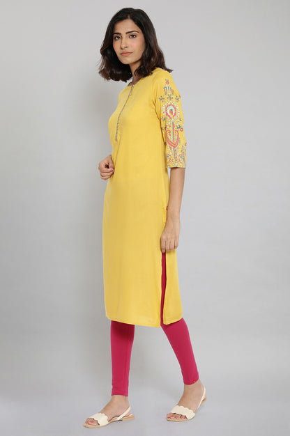 Dark Yellow Printed kurta