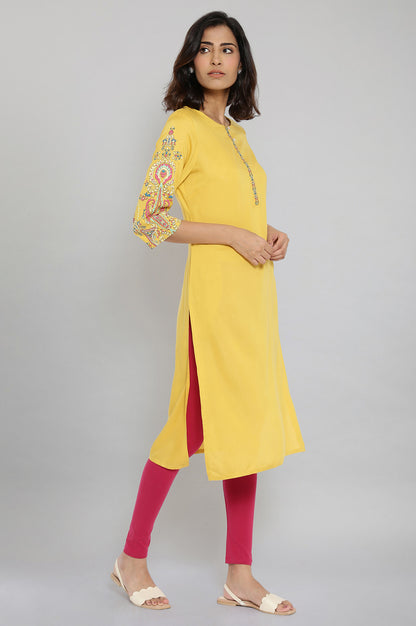 Dark Yellow Printed kurta