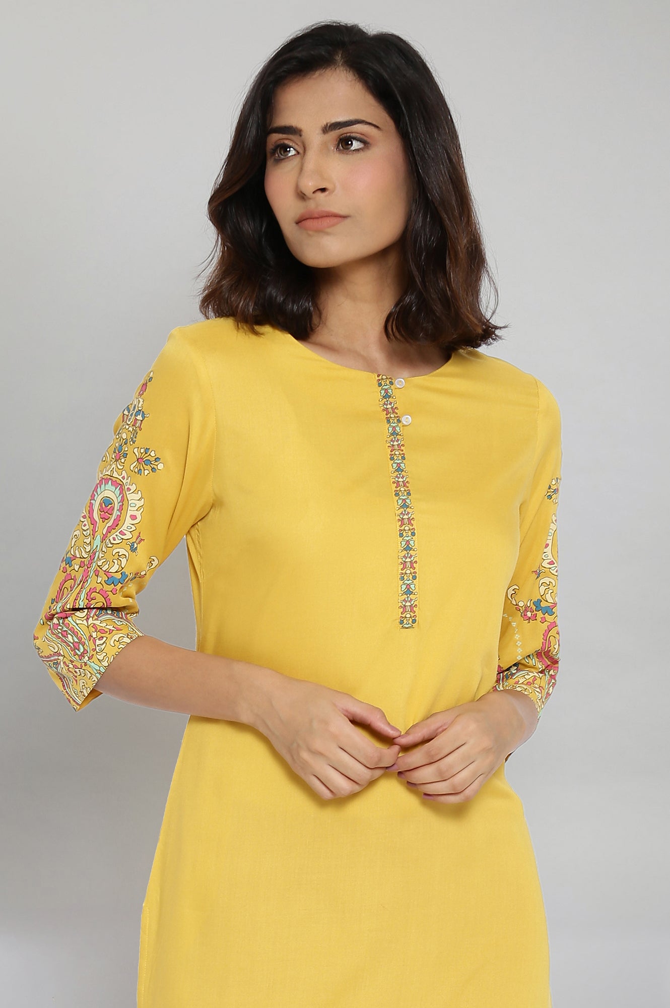 Dark Yellow Printed kurta