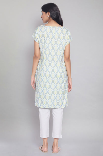 Sky Blue Floral Print kurta