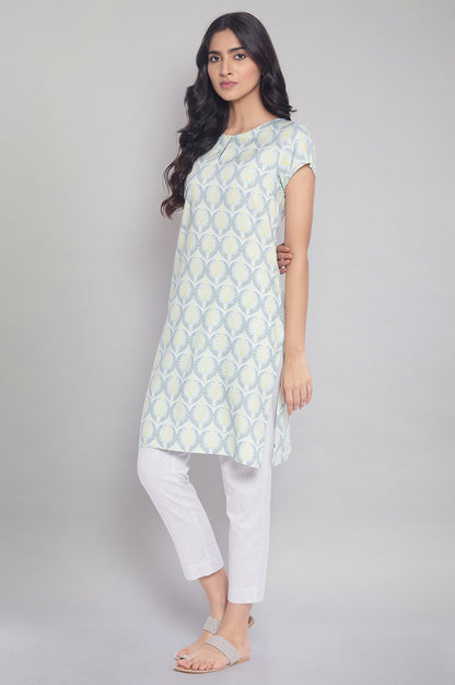 Sky Blue Floral Print kurta