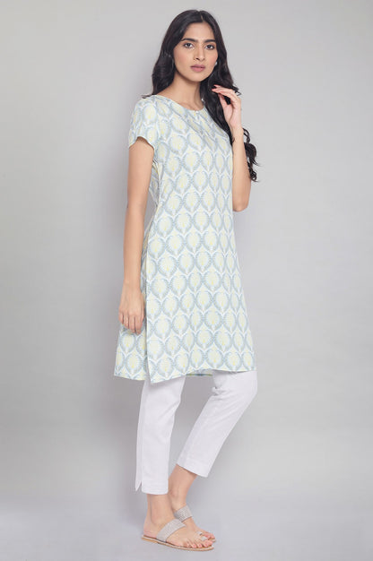 Sky Blue Floral Print kurta