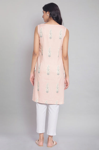 Pink Printed Straight kurta