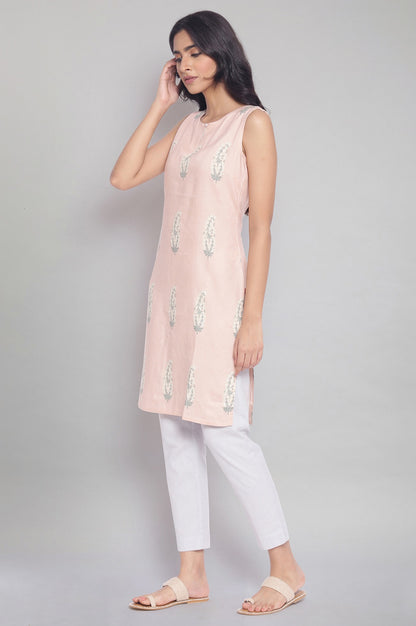 Pink Printed Straight kurta