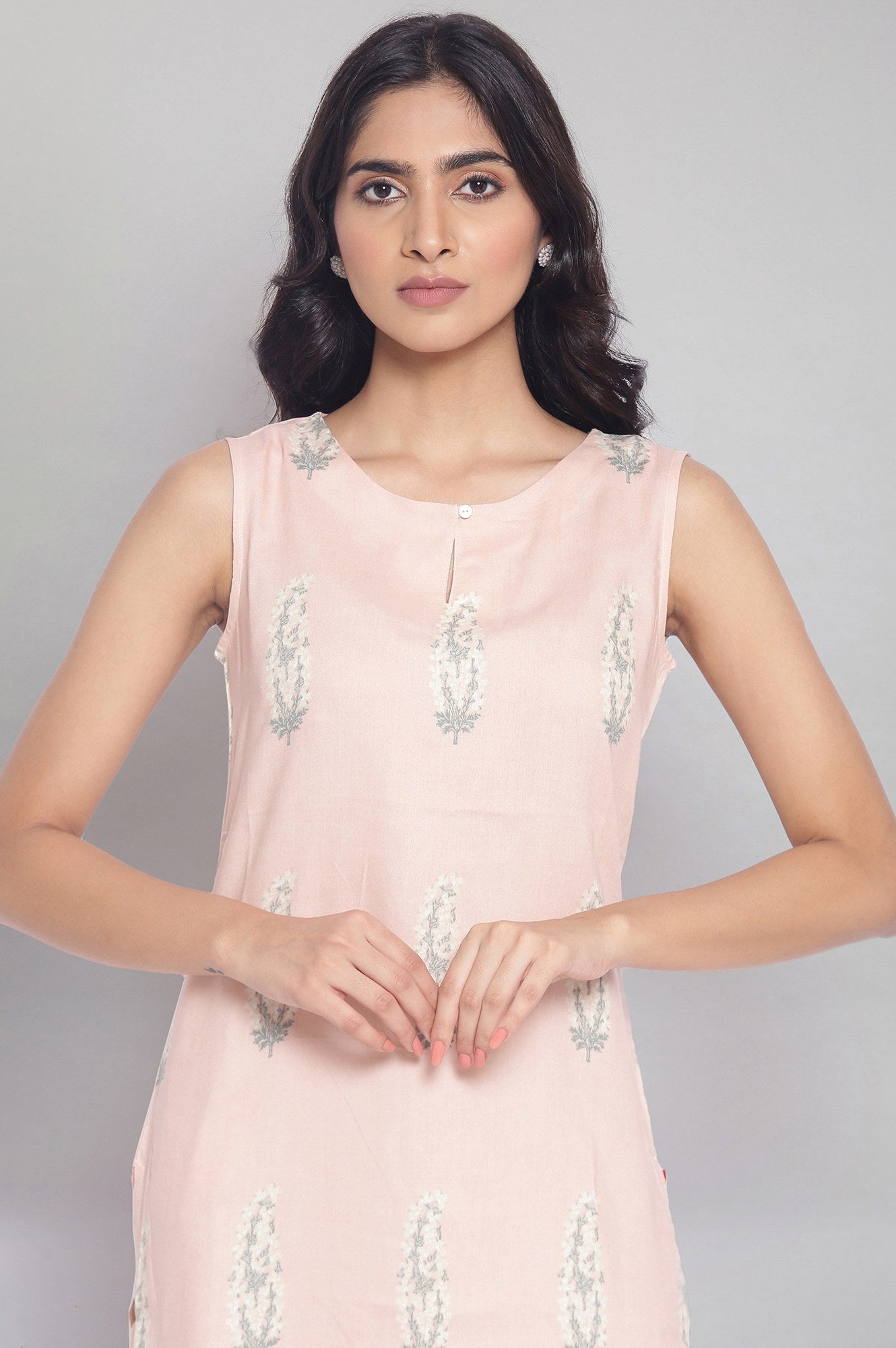 Pink Printed Straight kurta