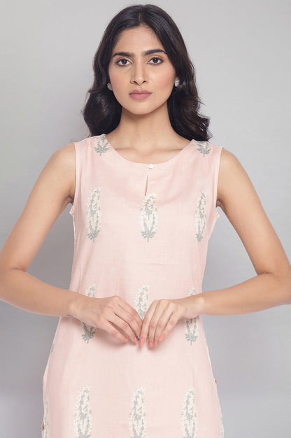 Pink Printed Straight kurta