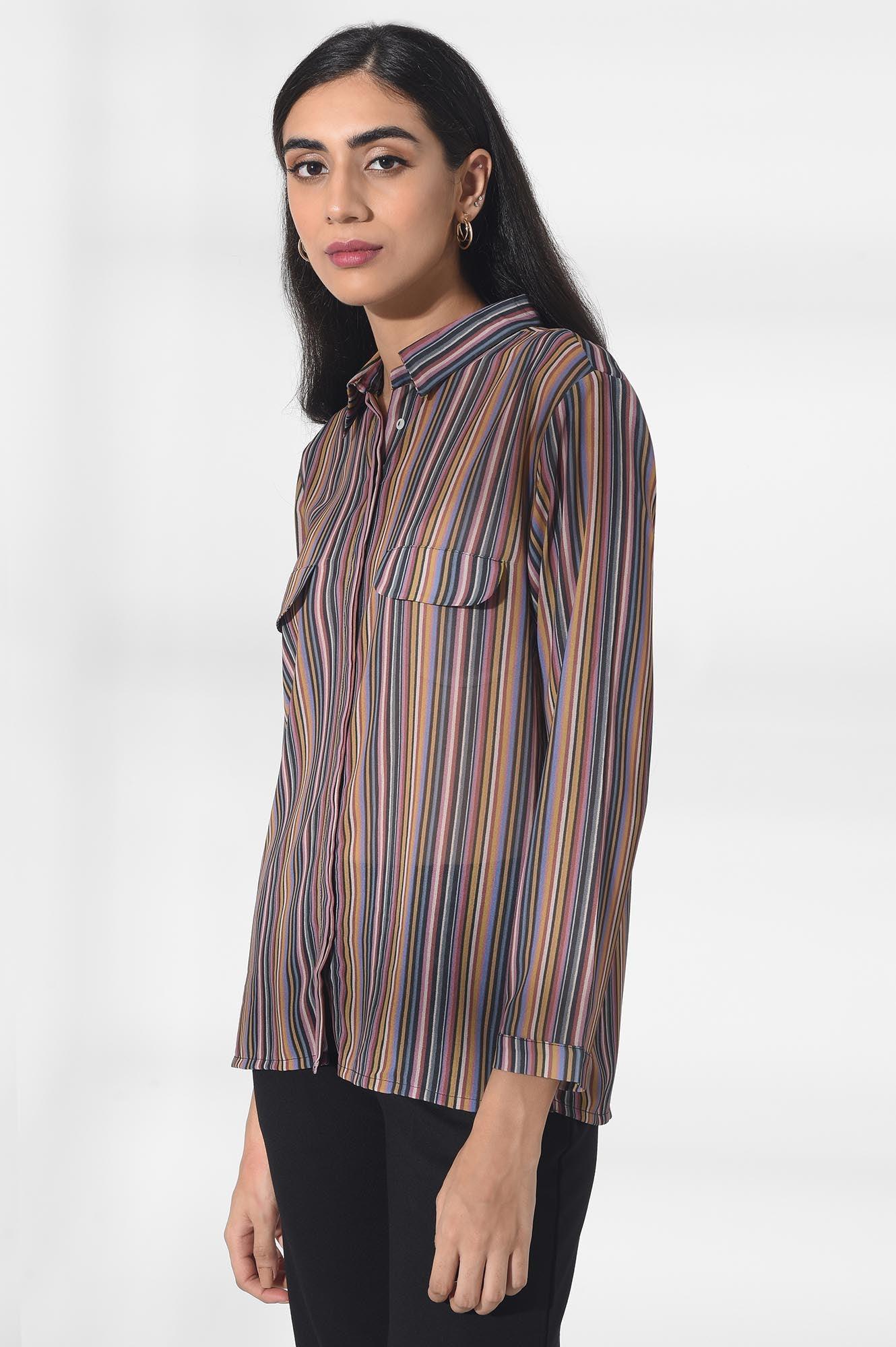 Multicoloured Georgette Shirt - wforwoman