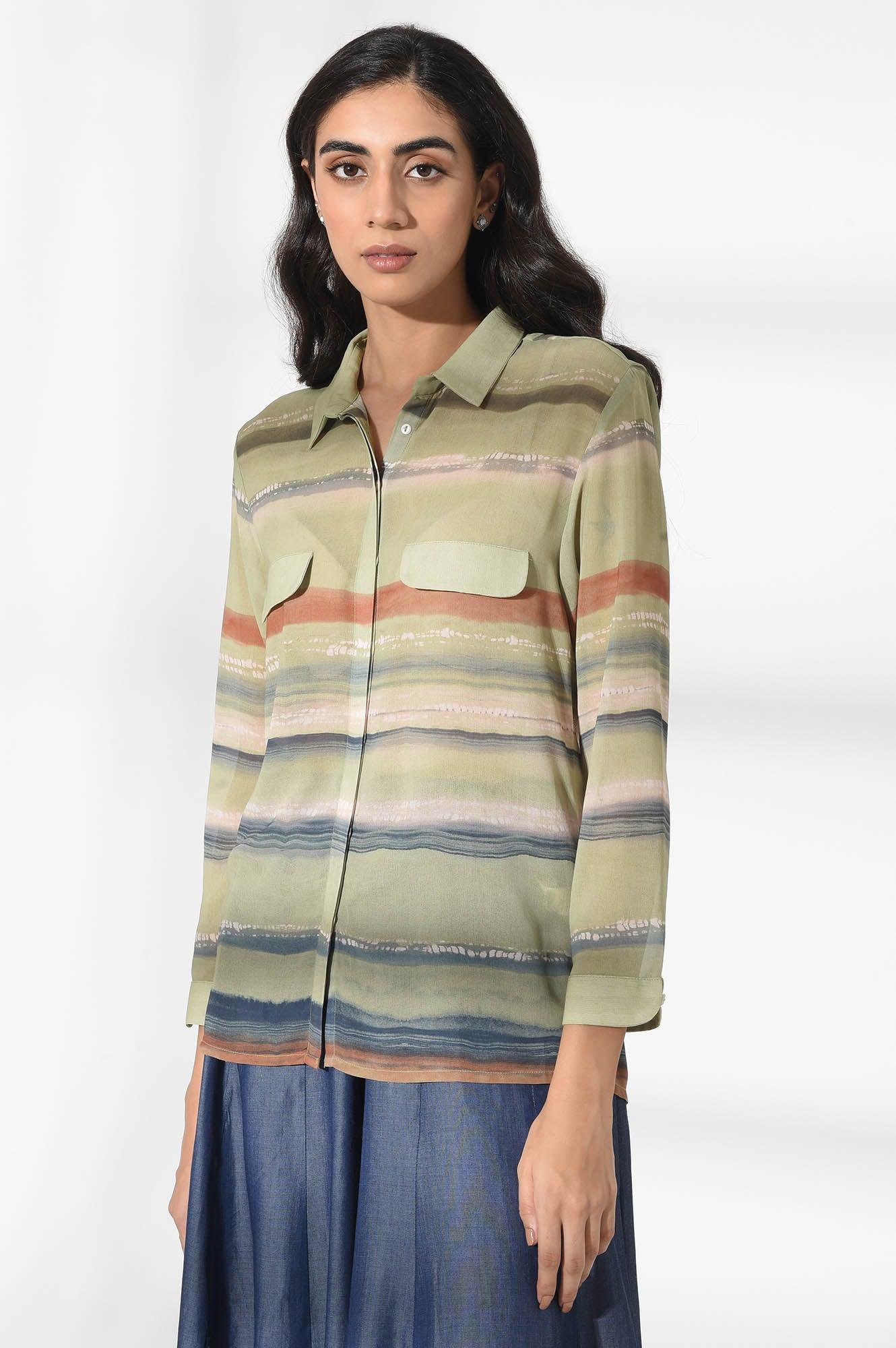 Green Georgette Shirt - wforwoman