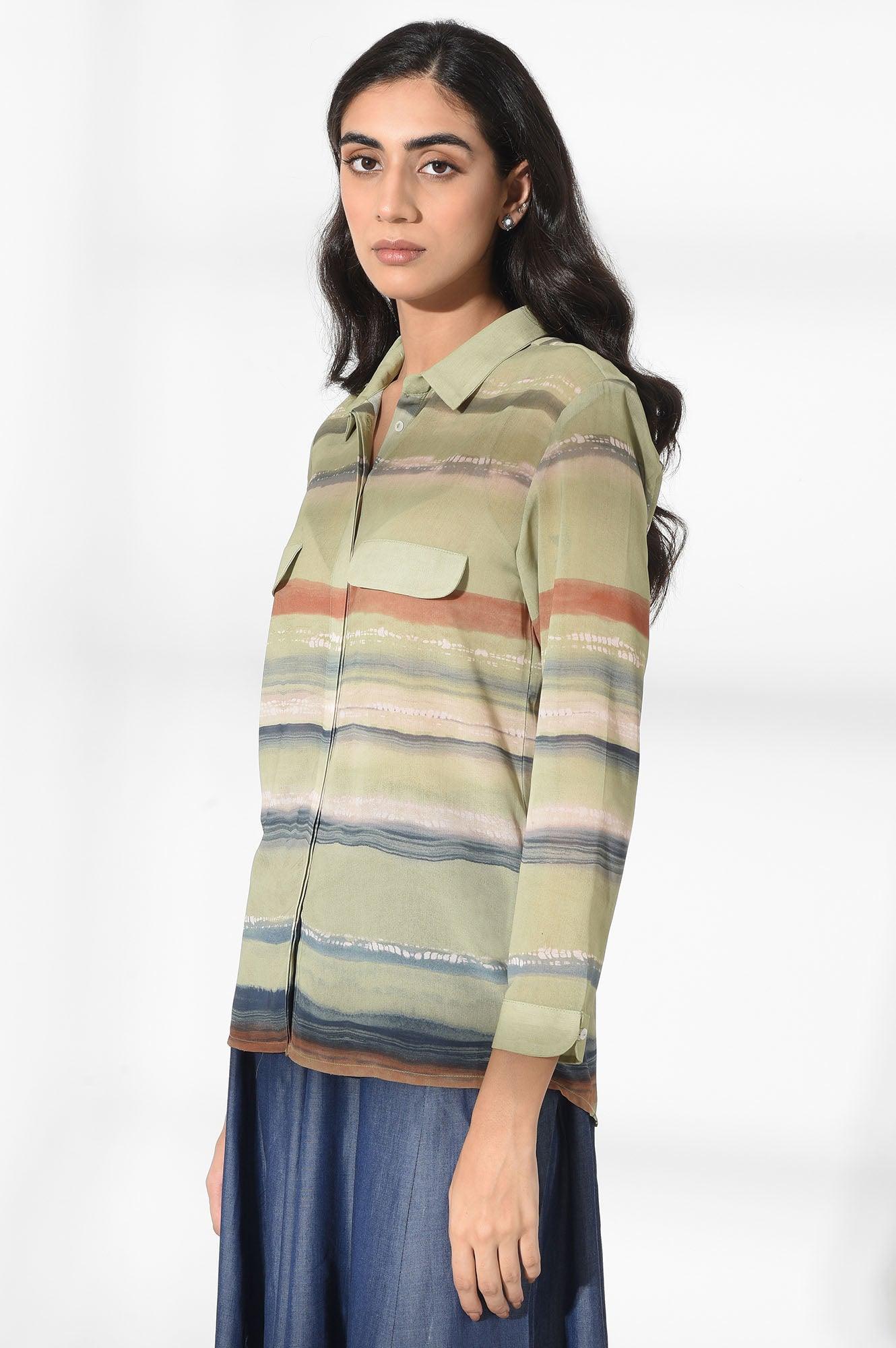 Green Georgette Shirt - wforwoman