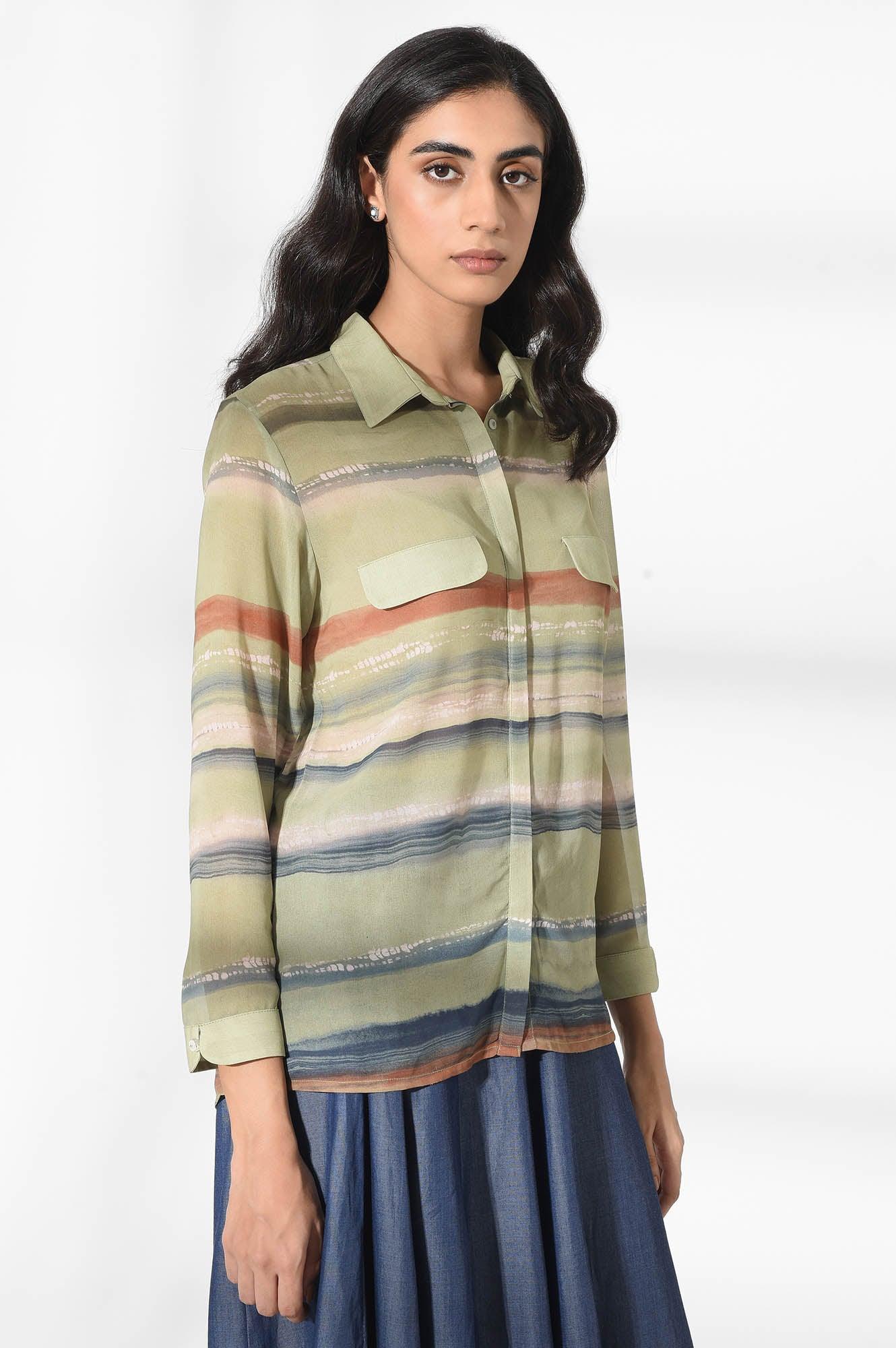 Green Georgette Shirt - wforwoman