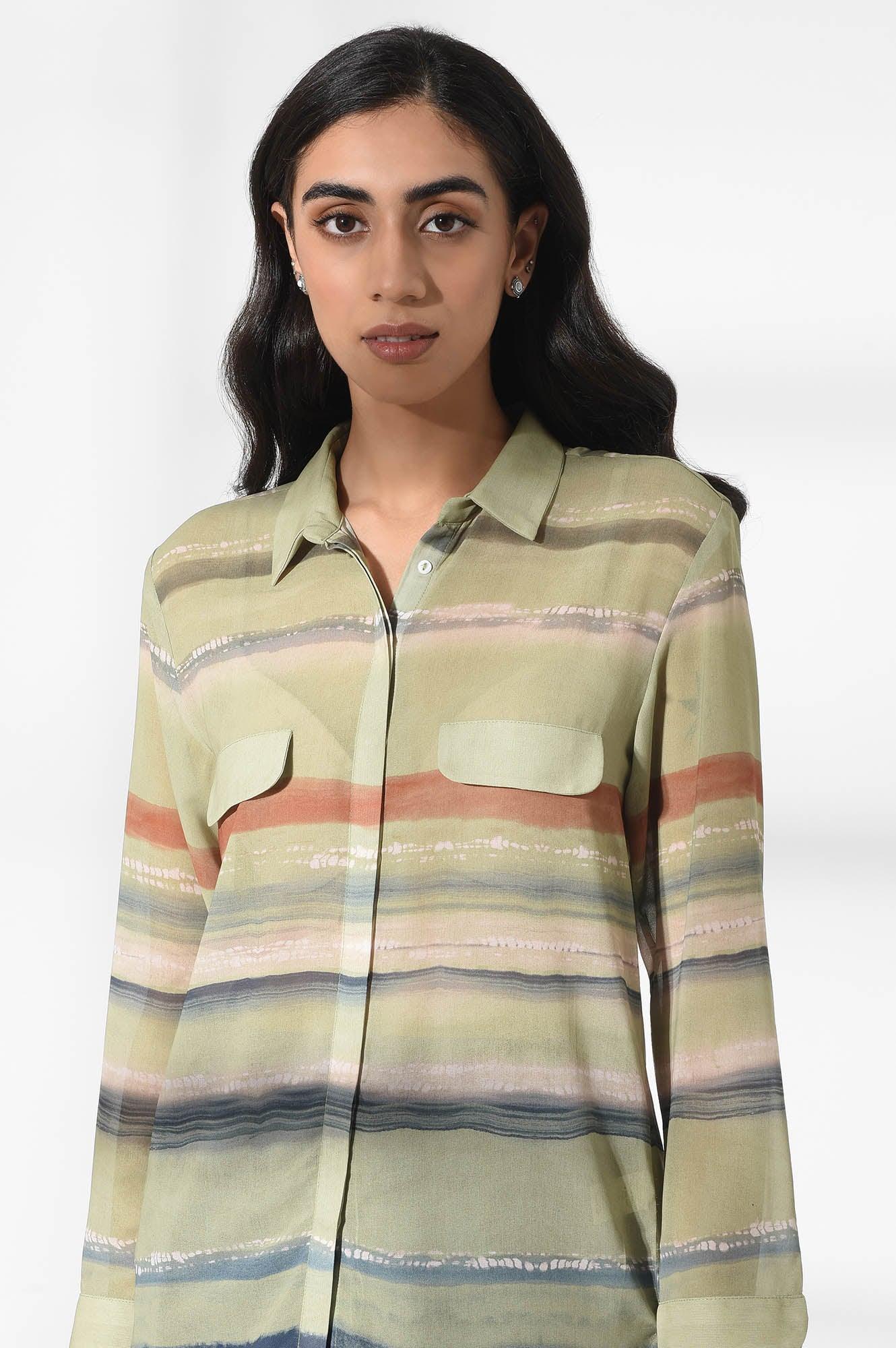 Green Georgette Shirt - wforwoman