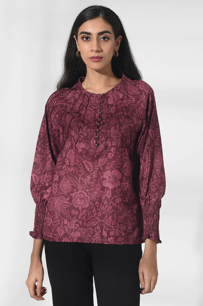 Dark Pink Georgette Printed Top