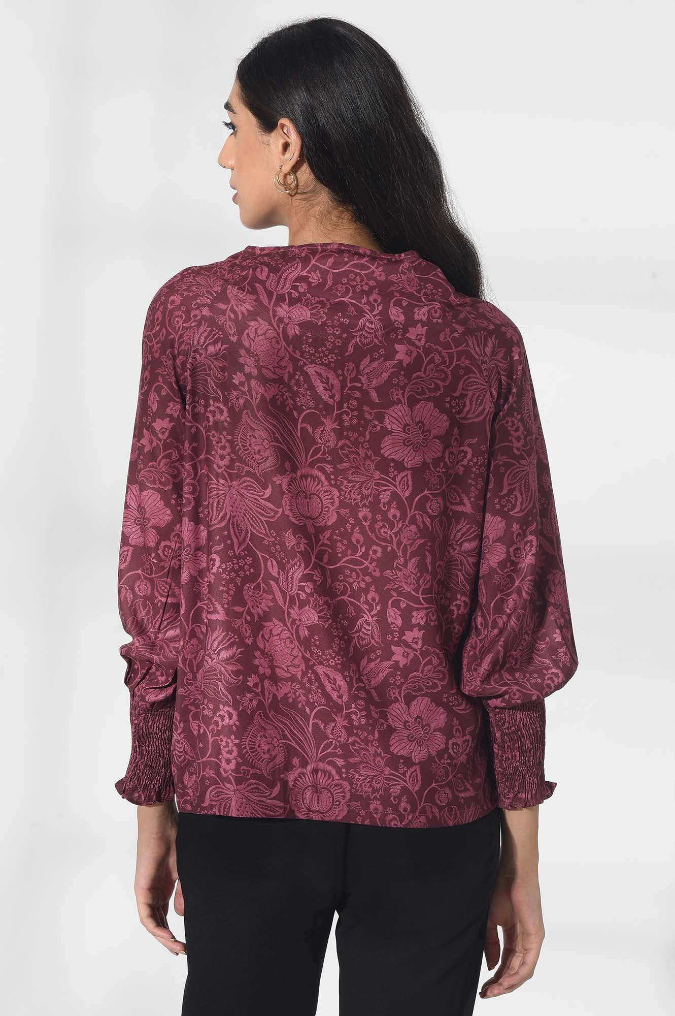 Dark Pink Georgette Printed Top