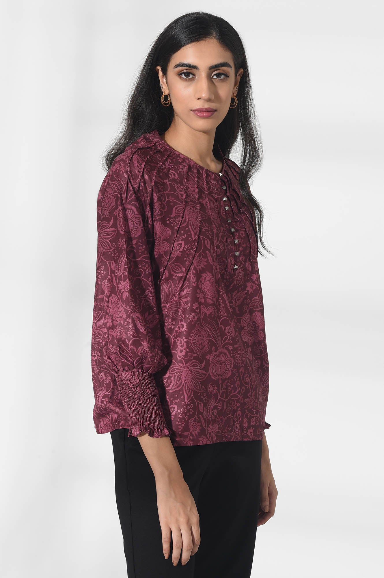 Dark Pink Georgette Printed Top