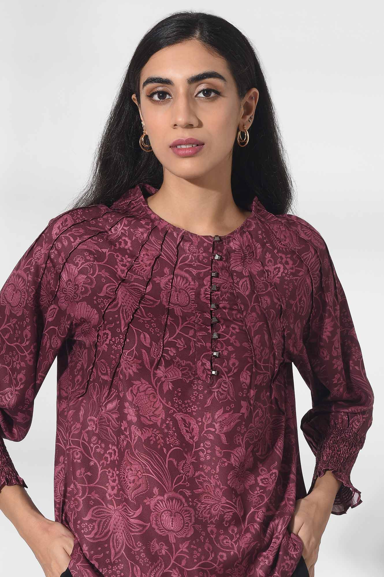 Dark Pink Georgette Printed Top