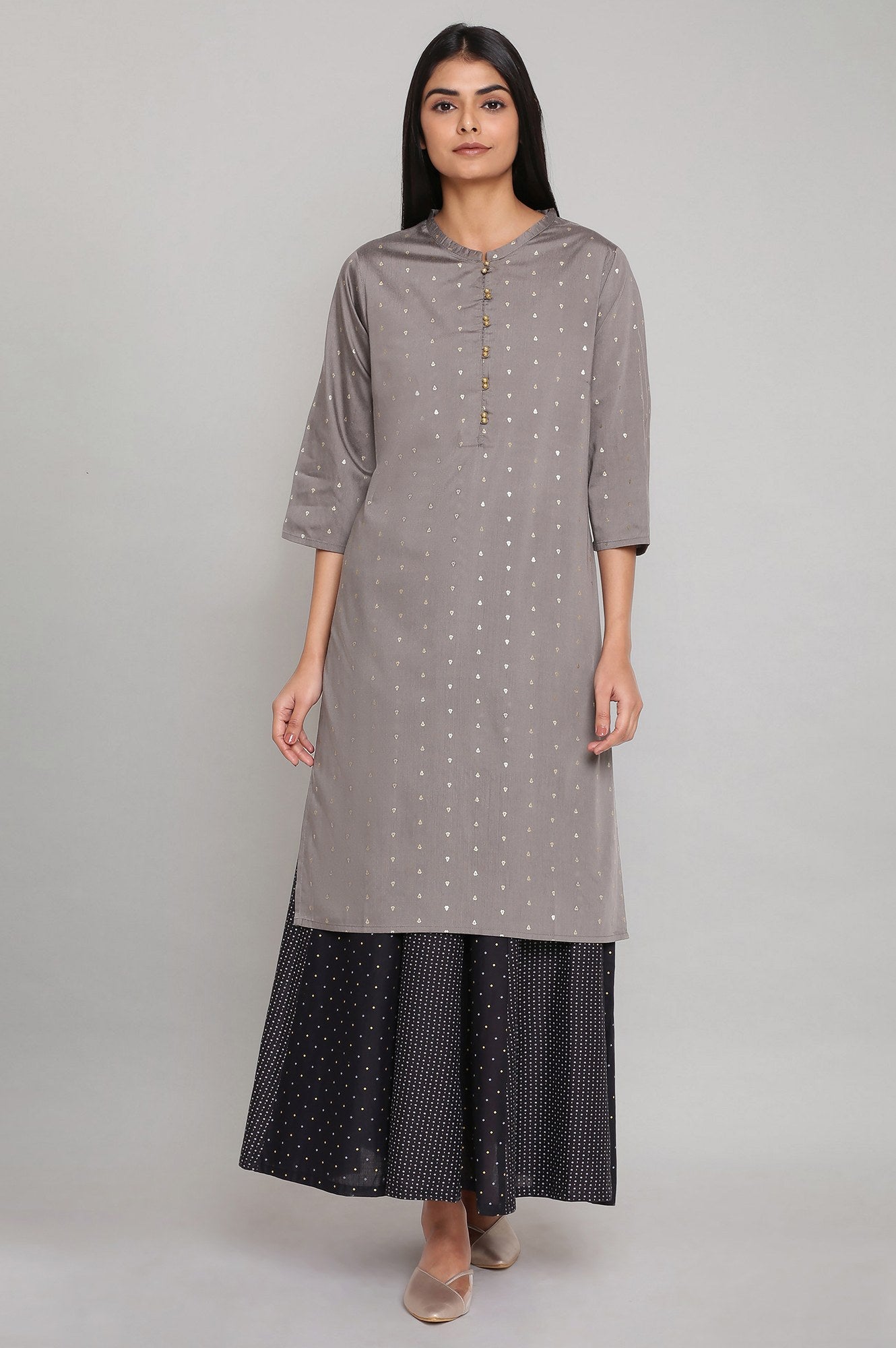 Buy Jet Black Printed Panelled Skirt @ 3599 | W for woman