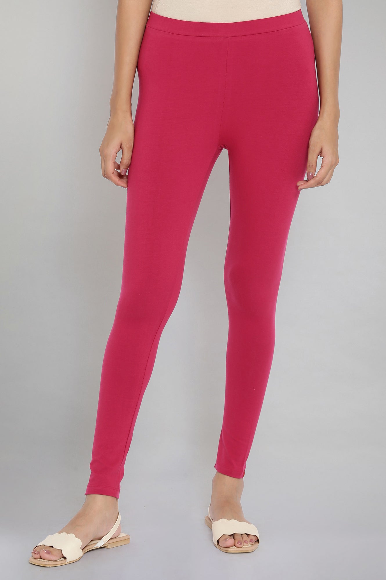 Dark Pink Cotton Jersey Lycra Tights