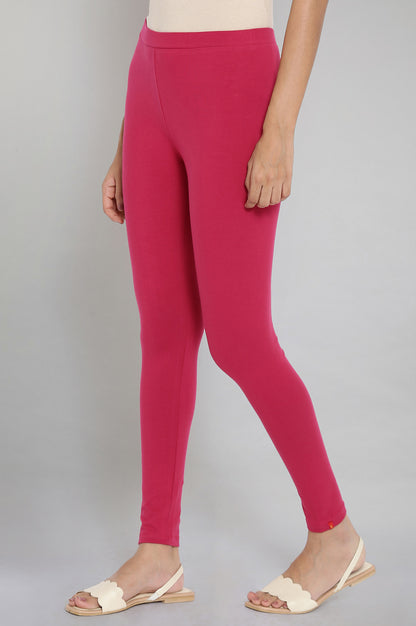 Dark Pink Cotton Jersey Lycra Tights