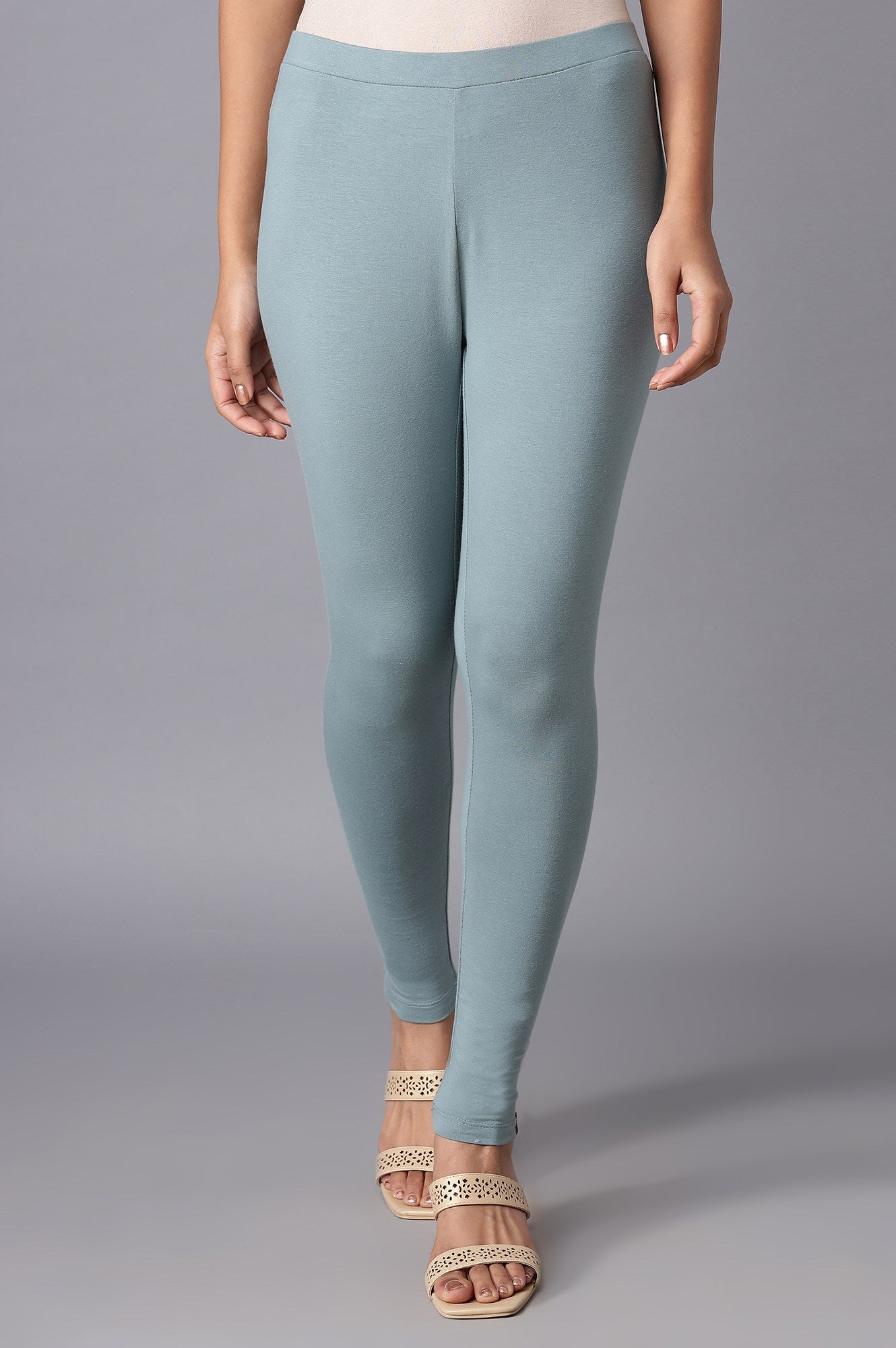 Stone Blue Solid Tights