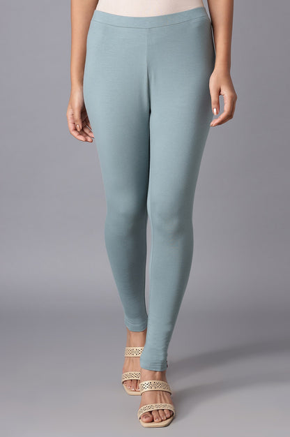 Stone Blue Solid Tights