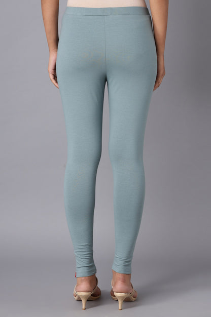 Stone Blue Solid Tights