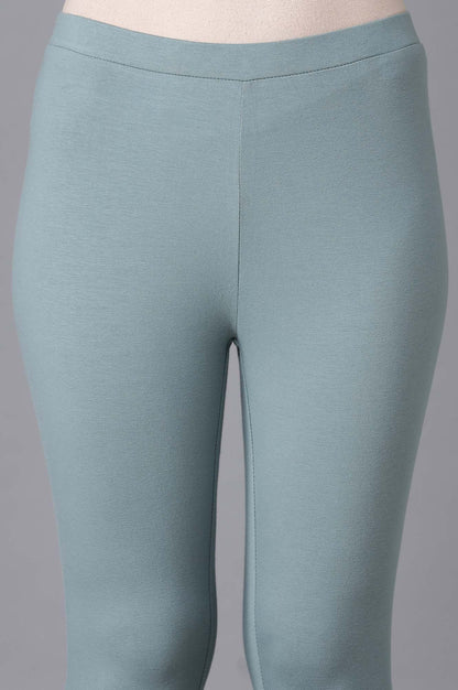 Stone Blue Solid Tights