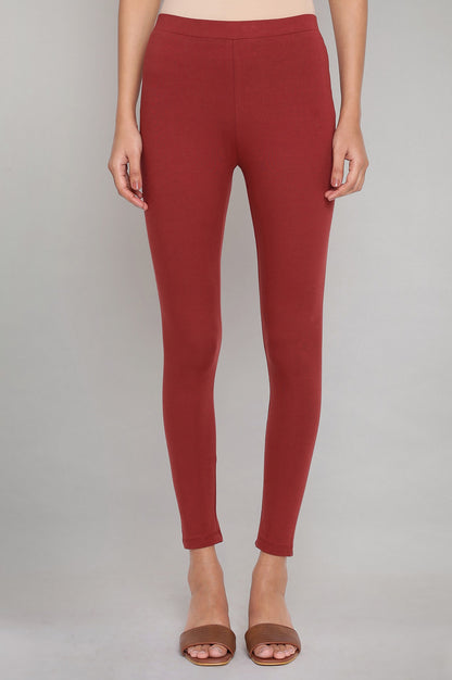 Brick Red Sloid Tights