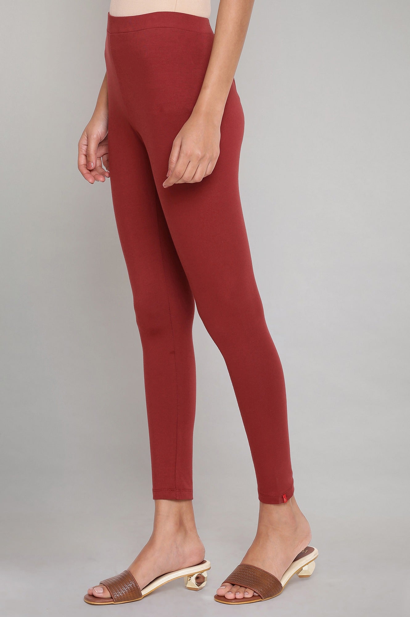 Brick Red Sloid Tights