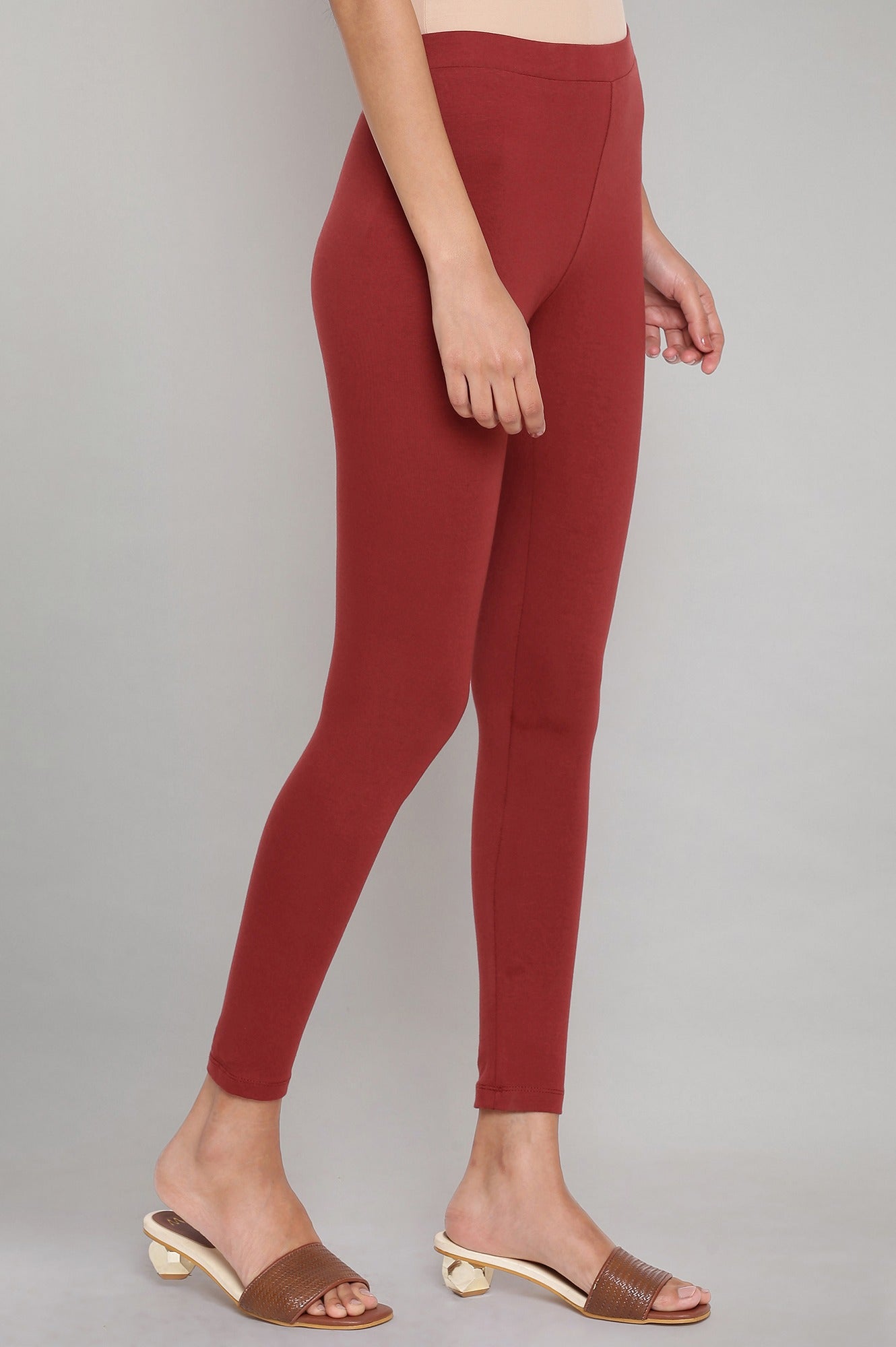 Brick Red Sloid Tights