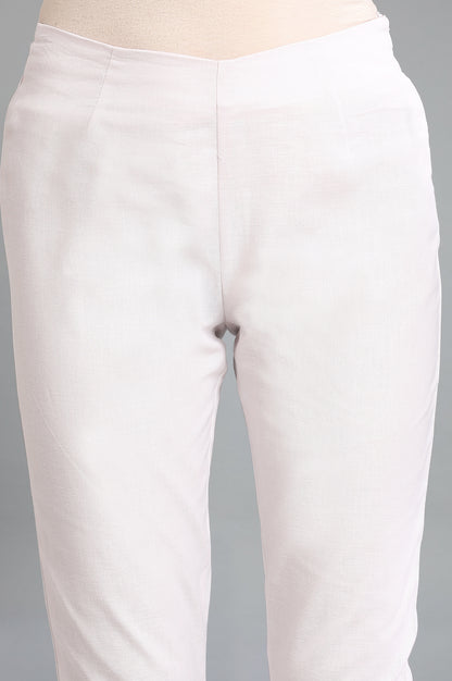 Light Pink Solid Slim Pants