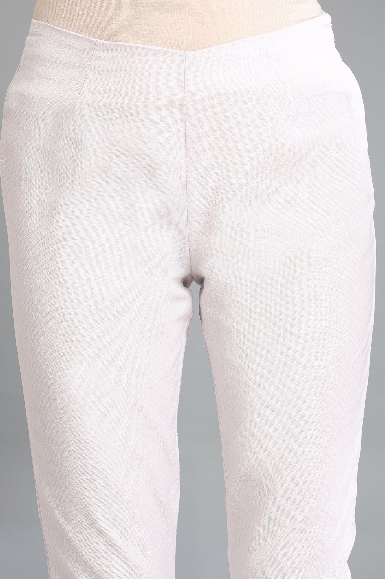 Light Pink Solid Slim Pants