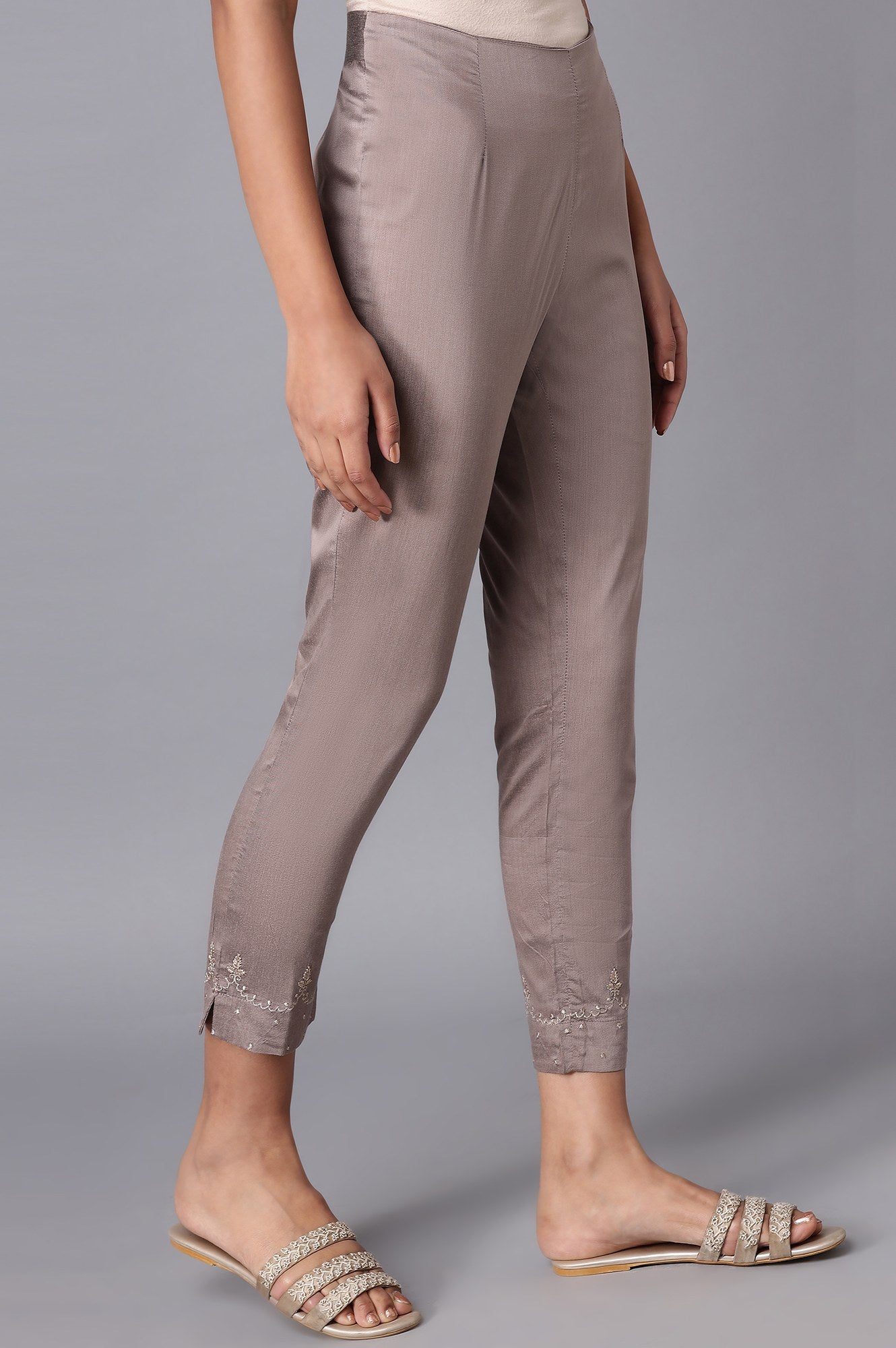 Pink Solid Slim Pants