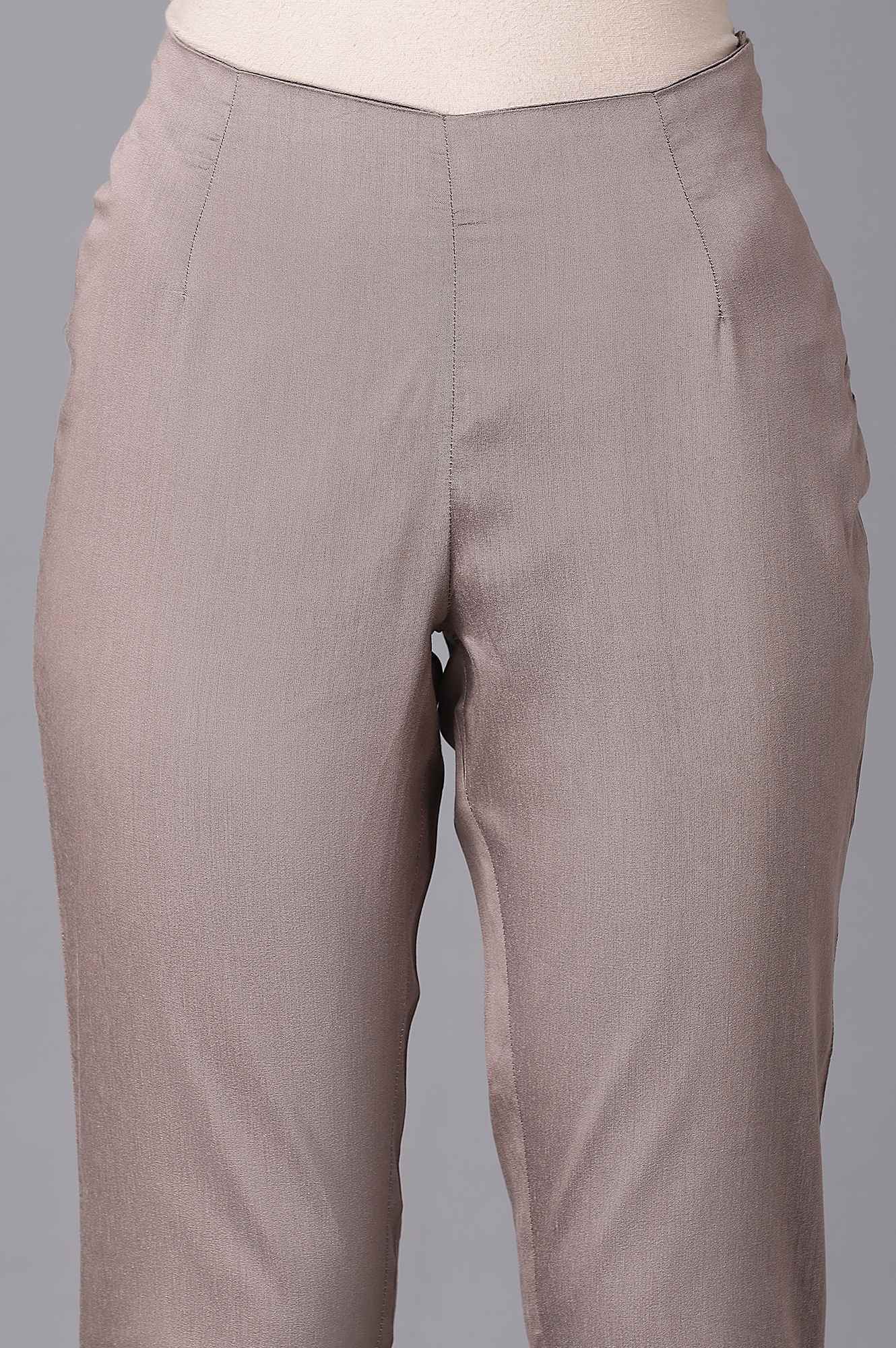 Pink Solid Slim Pants