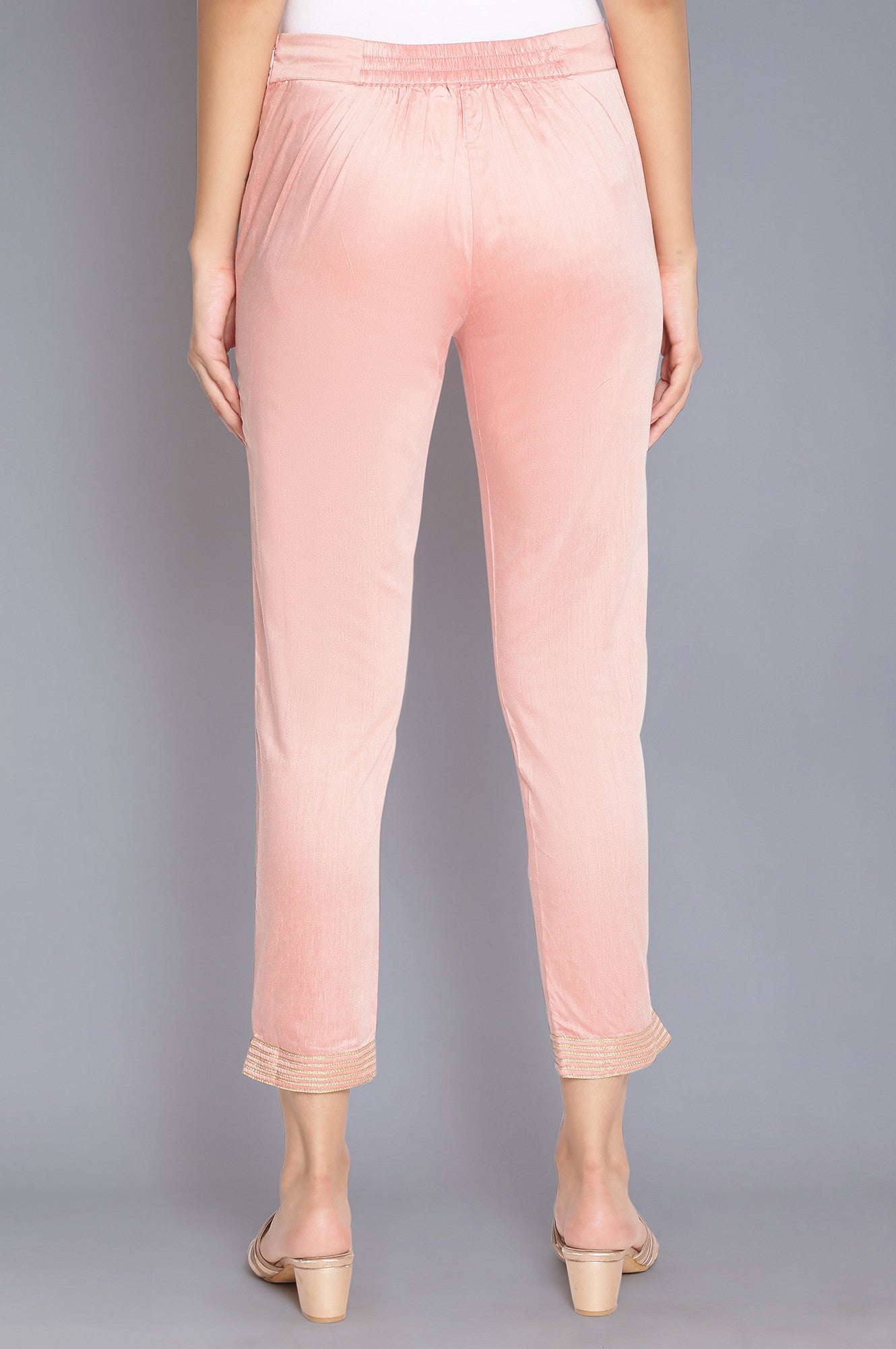 Pink Solid Slim Pants