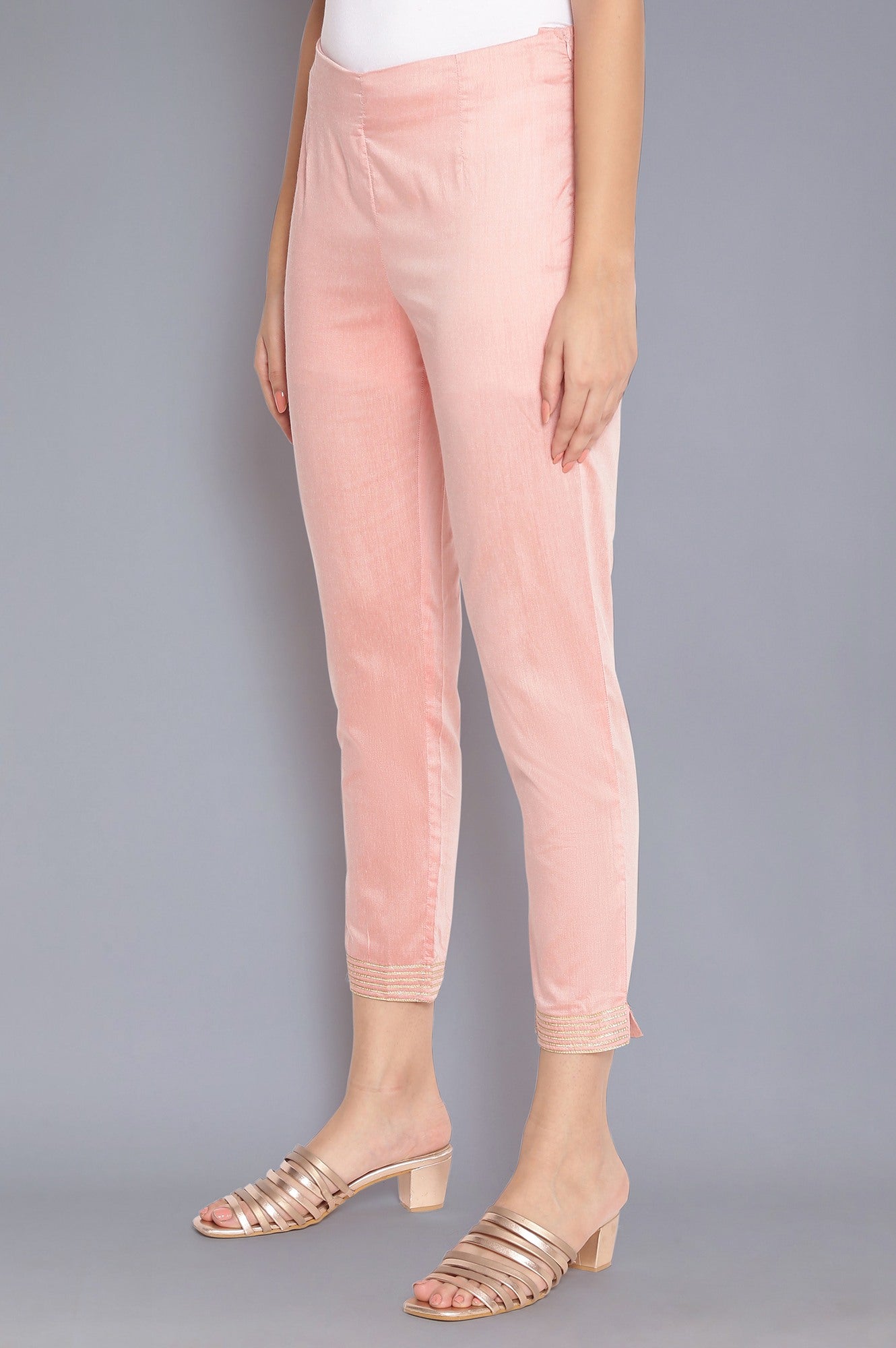 Pink Solid Slim Pants