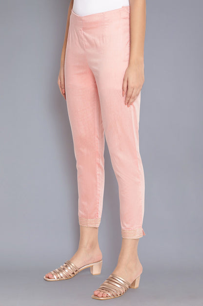 Pink Solid Slim Pants