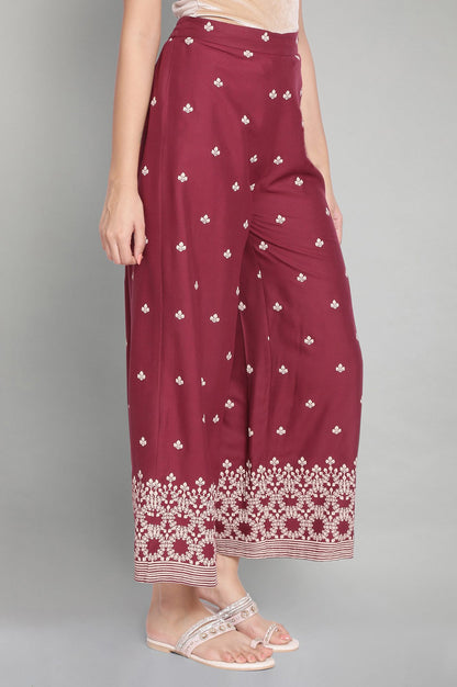 Maroon Printed Parallel Pants