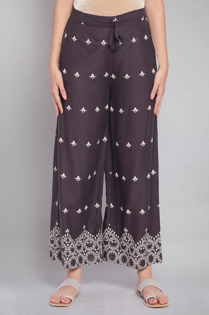 Dark Grey Printed Parallel Pants