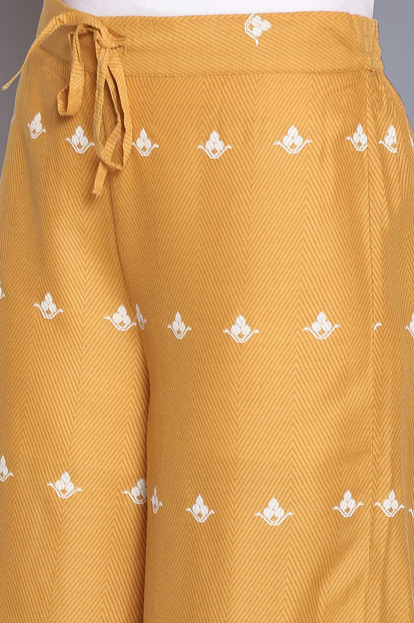 Honeycomb Yellow Printed Parallel Pants - wforwoman