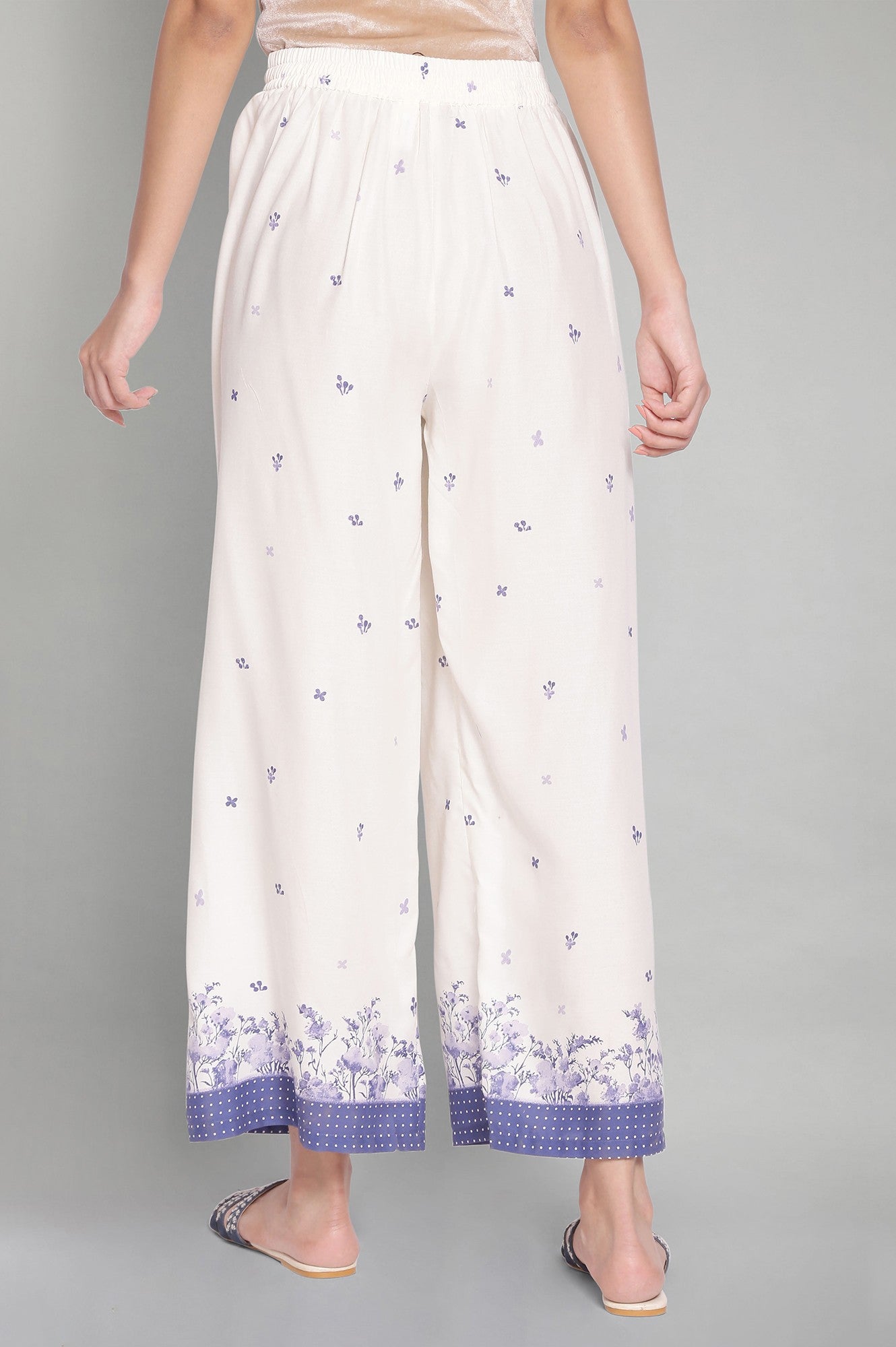 Ecru Printed Parallel Pants