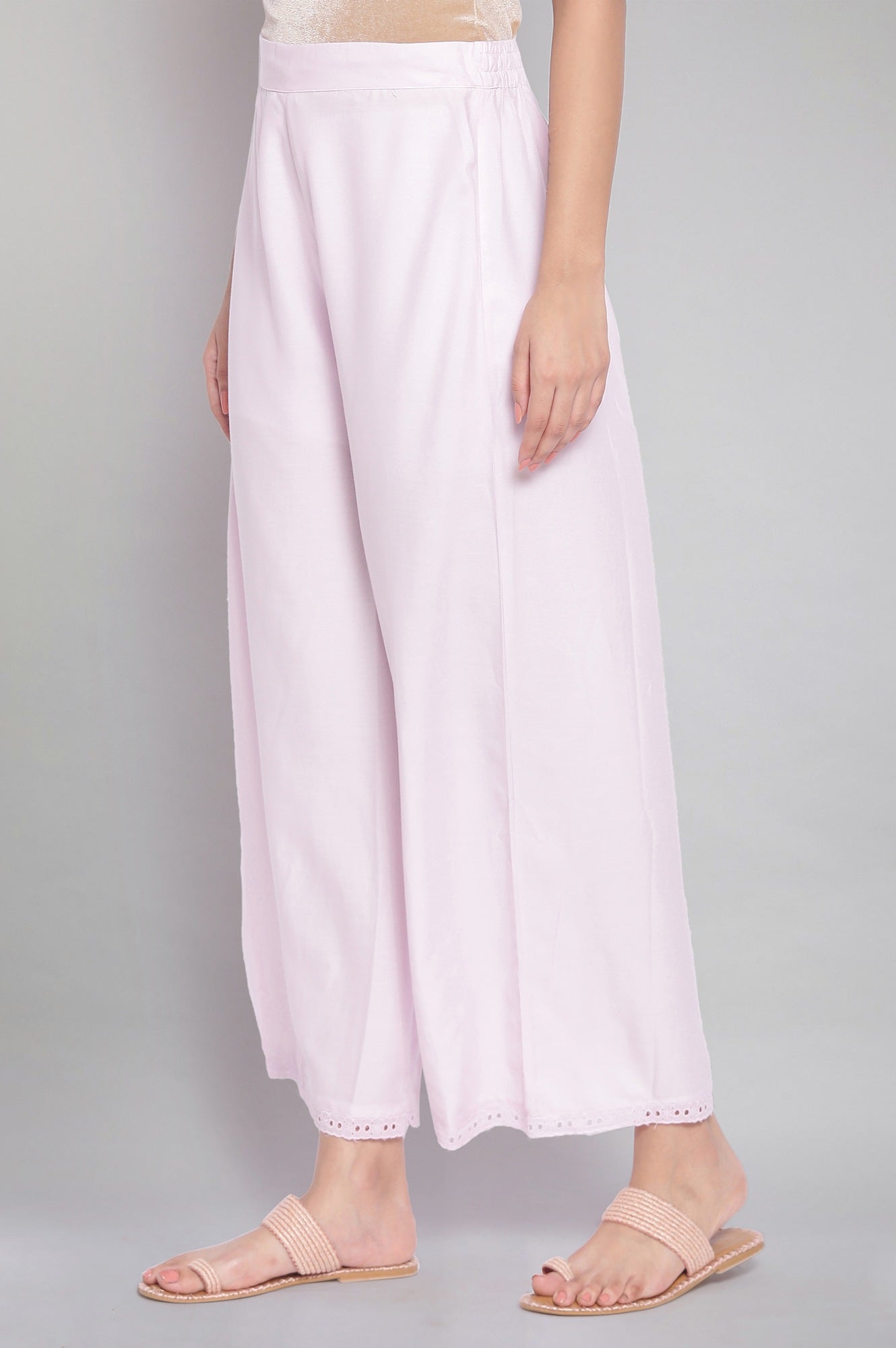 Light Pink Solid Parallel Pants
