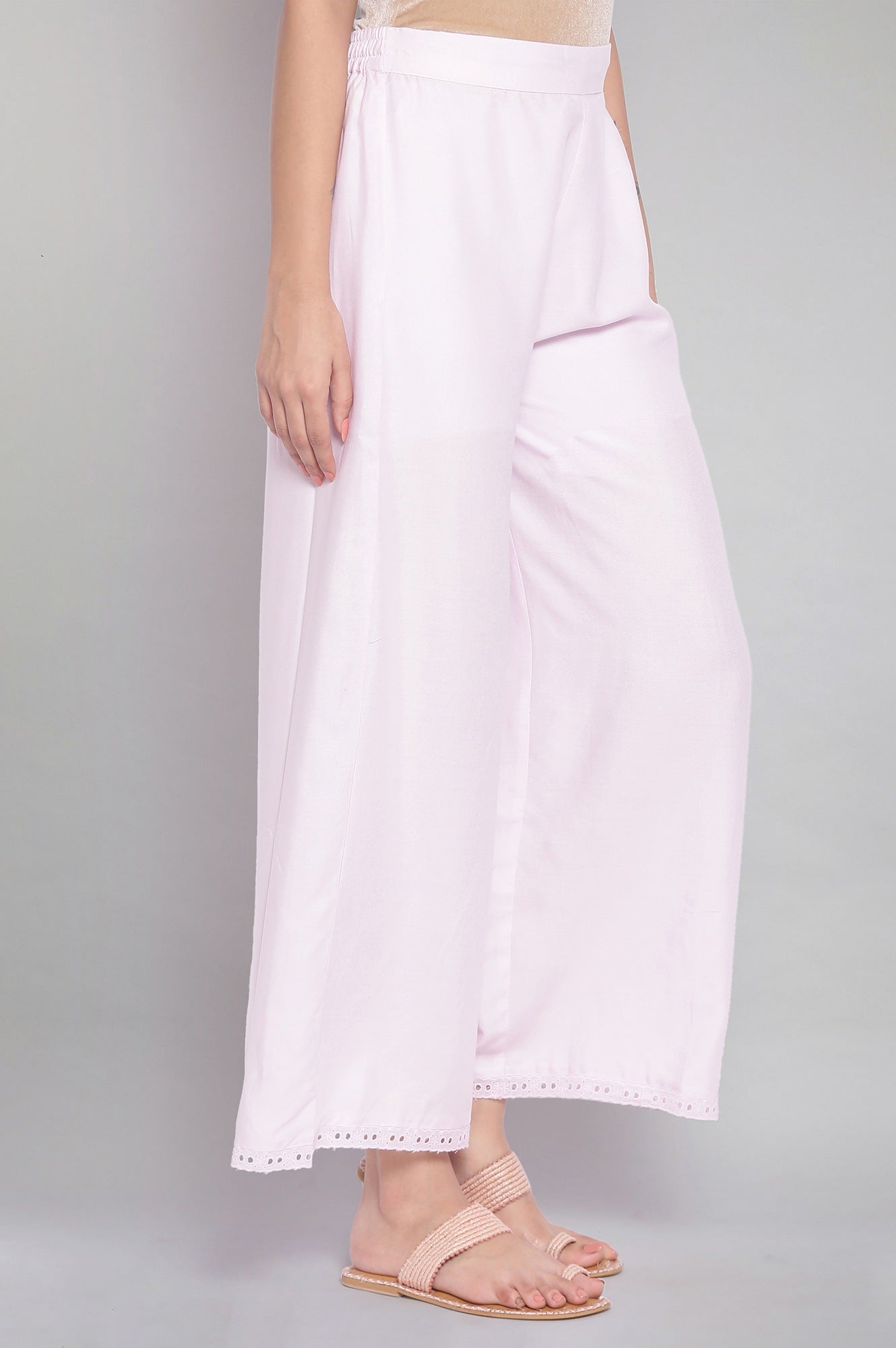 Light Pink Solid Parallel Pants