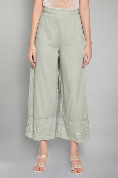 Cameo Green Solid Parallel Pants - wforwoman