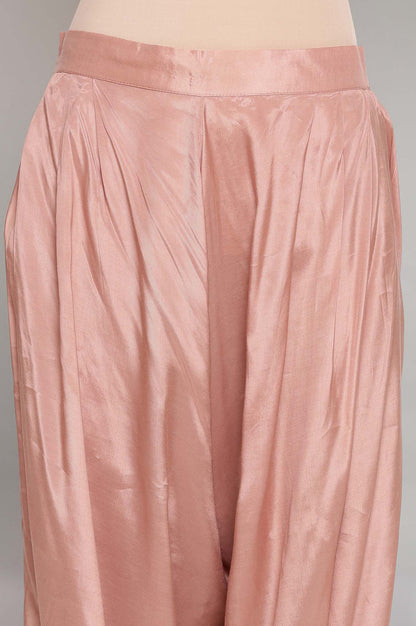 Dusty Pink Solid Draped Pants
