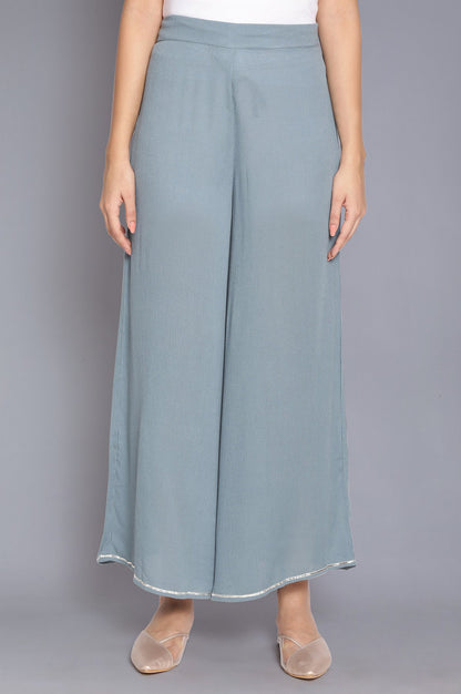 Stone Blue Crinkled Flared Pants