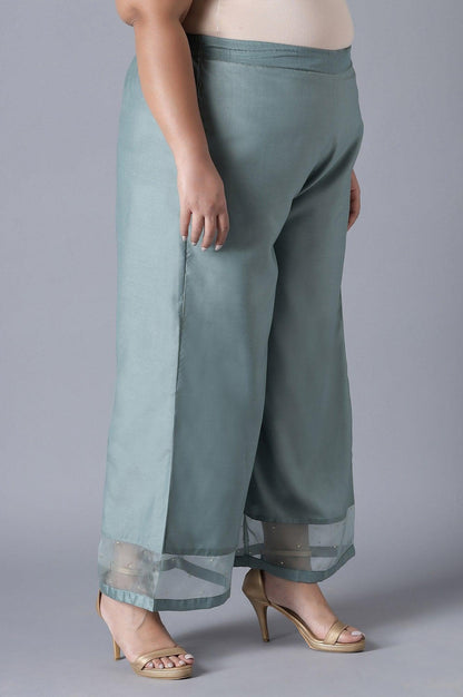 Sea Green Solid Parallel Pants - wforwoman