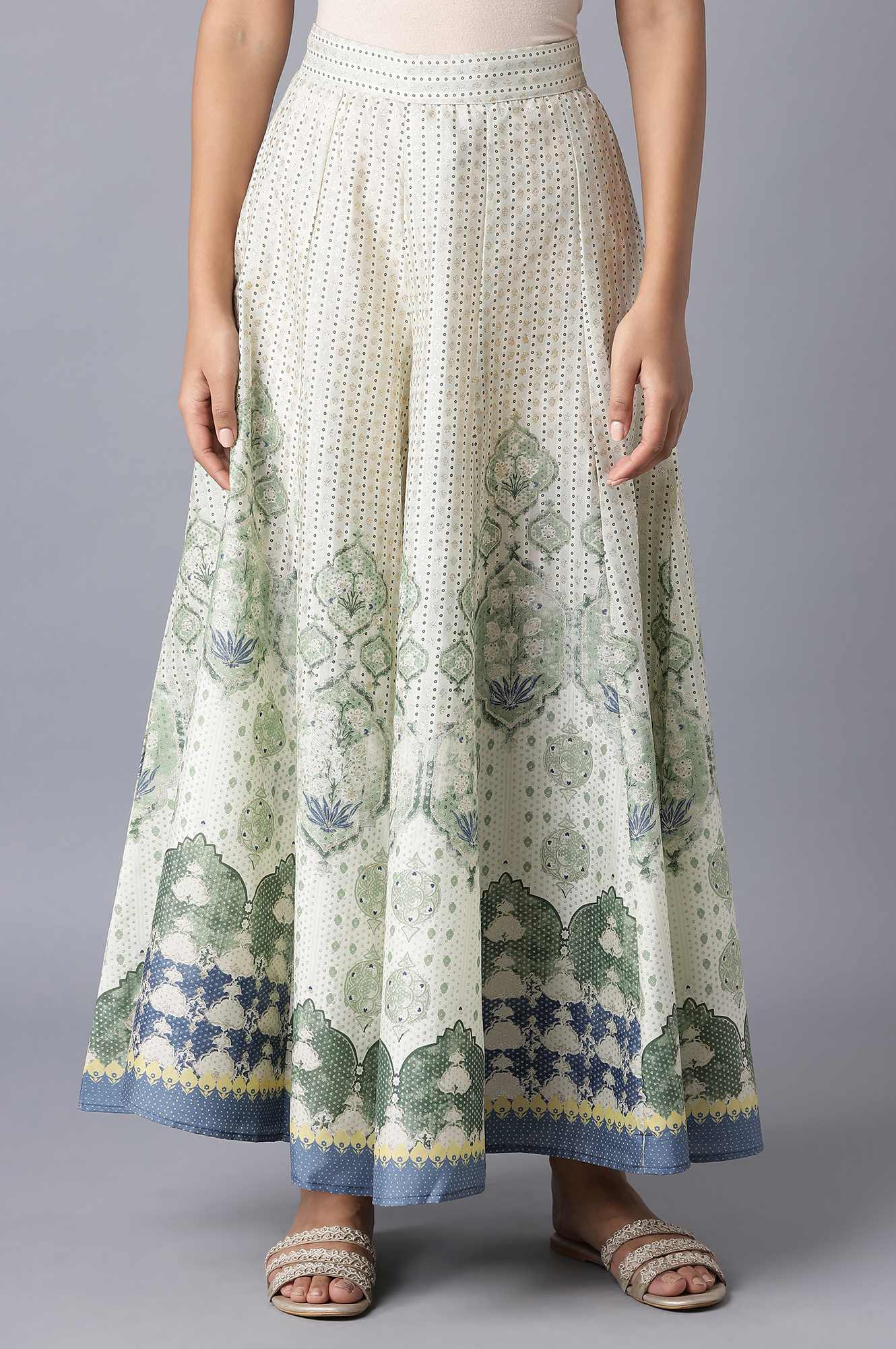 Sage Green Floral Printed Culottes