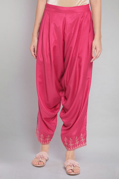 Buy Dark Pink Shantung Draped Pants 1899 W for woman – wforwoman