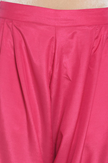 Dark Pink Shantung Draped Pants
